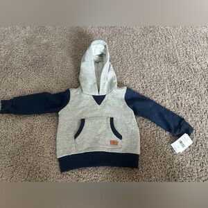 Brand new Toddler 7 for all mankind Gray and Navy Hoodie with Front Pocket